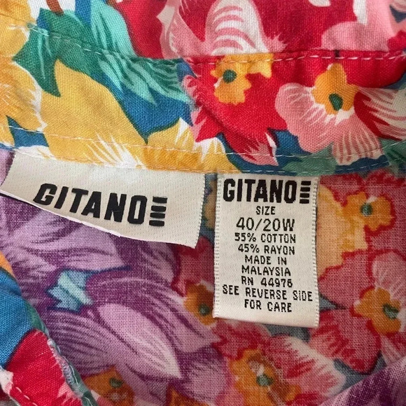 Gitano Vintage 90’s Button Up Floral Top Shirt Medium Plus size Unisex 40/20 001 - Picture 7 of 8